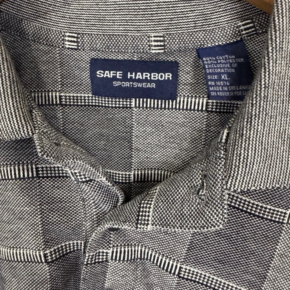 90s Polo Shirt Mens‎ XL Grey Textured Dad style grandpacore Retro preppy vintage